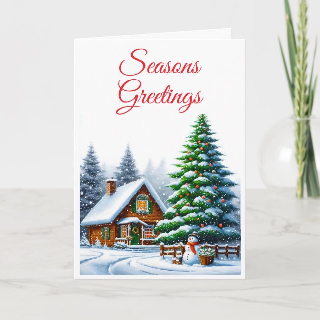 Carte de voeux de Noël À feuillage persistant Snow (Devant)