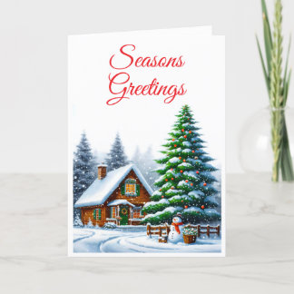 Carte de voeux de Noël À feuillage persistant Snow