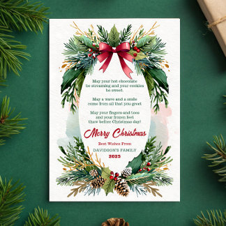 Carte de vœux de Noël à l'aquarelle avec branches 