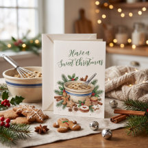 Carte de vœux de Noël à l'aquarelle pour la pâtiss