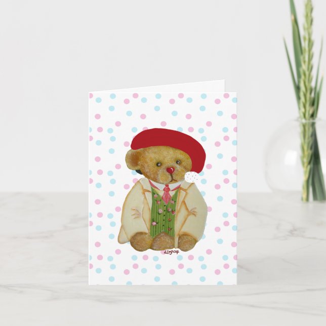 Carte de voeux de Noël à l'ours en peluche mignonn (Devant)