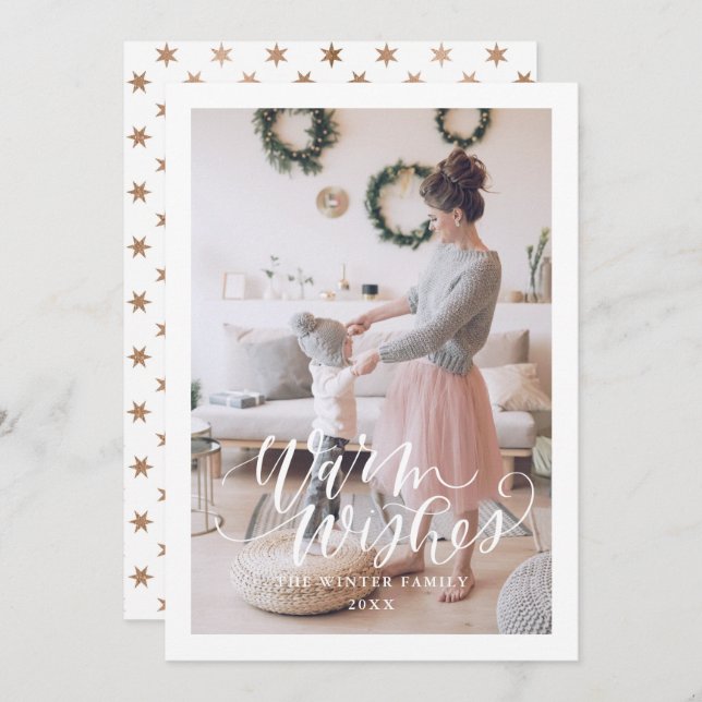 Carte de vœux de Noël à plat avec vœux chaleueux (Devant / Derrière)