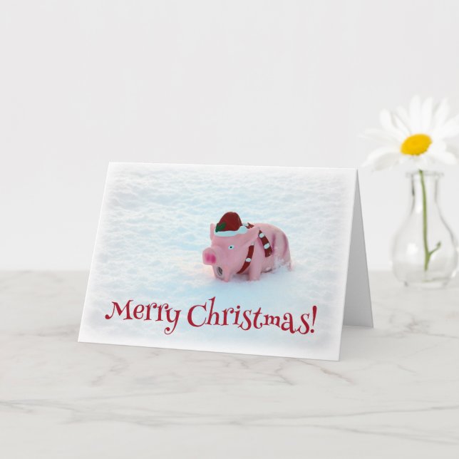Carte de voeux de Noël adorable Cochon! (Petite plante)