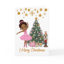 Carte de voeux de Noël afro-américaine Ballerina