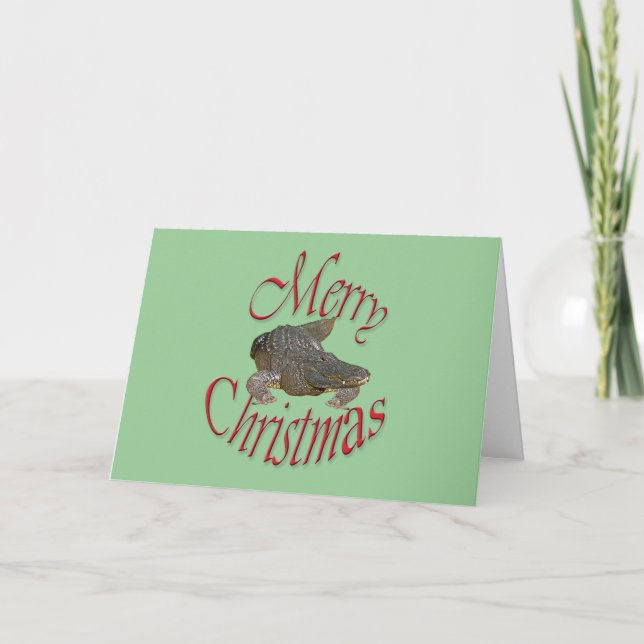 Carte de voeux de Noël Alligator (Devant)