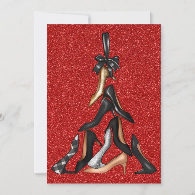 Carte de voeux de Noël Arbre de Noël haute talons (Devant)