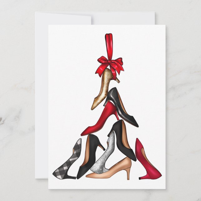 Carte de voeux de Noël Arbre de Noël haute talons (Devant)