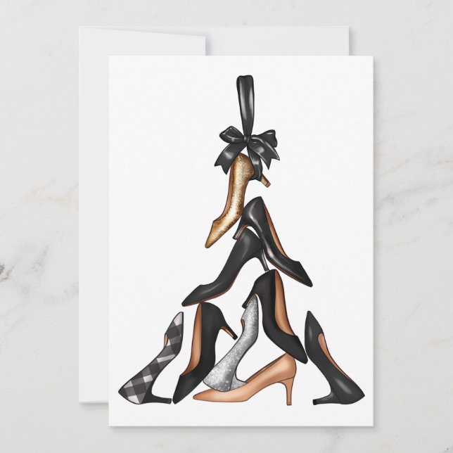 Carte de voeux de Noël Arbre de Noël haute talons (Devant)