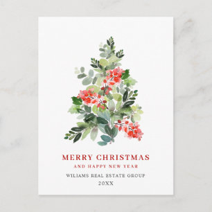 Carte de vœux de Noël arbre de Noël Holly Berry Co