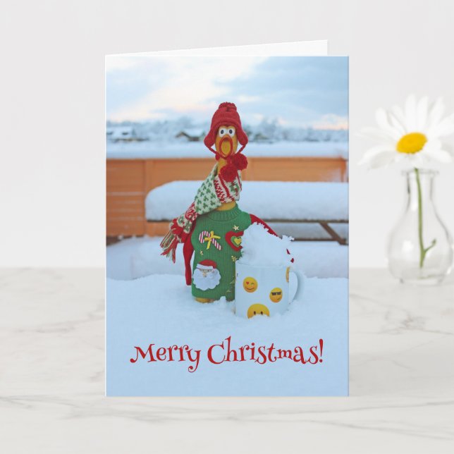 Carte de voeux de Noël au poulet mignonne ! (Petite plante)