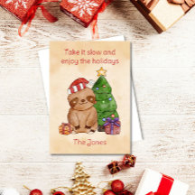 Carte de vœux de Noël au sloth aquarelle