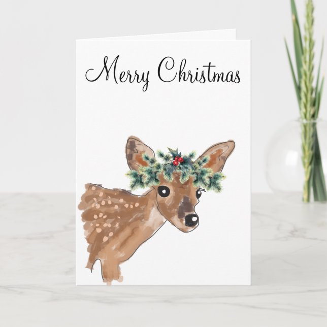 Carte de voeux de Noël aux Cerfs Fawn (Devant)