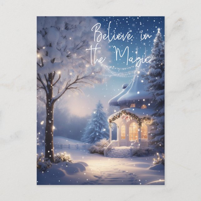 Carte de vœux de Noël aux lumières magiques et fes (Devant)