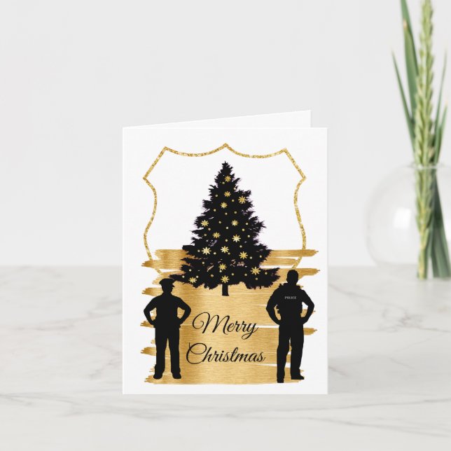 Carte de vœux de Noël avec badge d'agent de police (Devant)