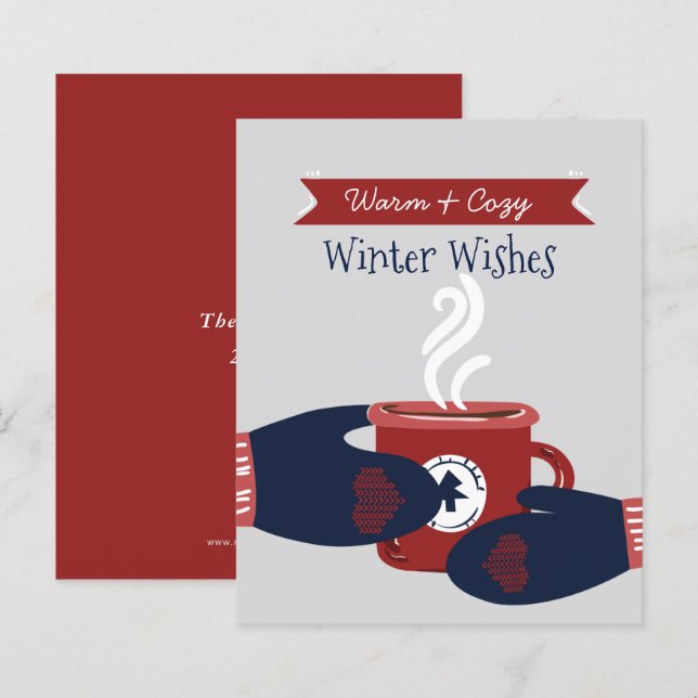 Carte de vœux de Noël avec café et souhaits chaleu (Devant / Derrière)