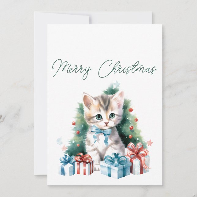 Carte de vœux de Noël avec chaton (Devant)