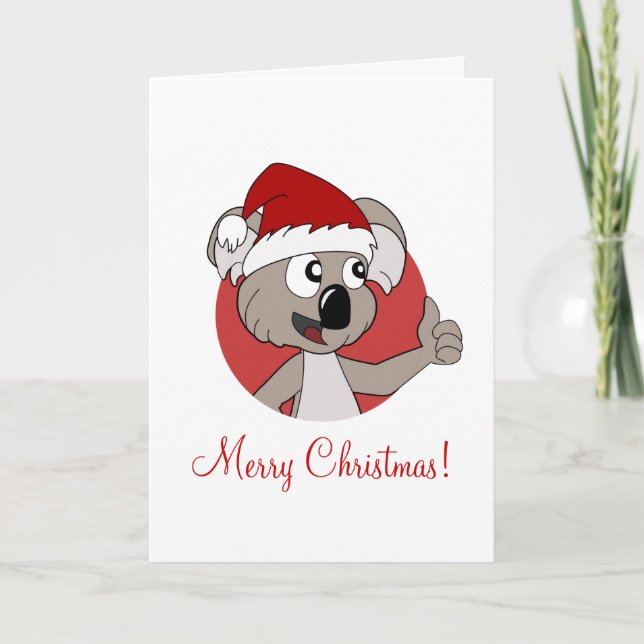 Carte de voeux de Noël avec koala de dessin animé (Devant)