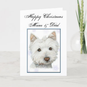 Carte de voeux de Noël, avec mignon chien Westie