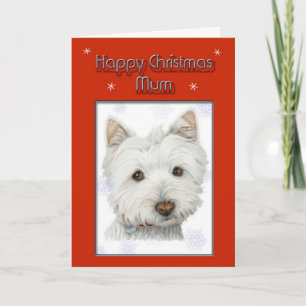 carte de voeux de noël, avec mignon chien westin