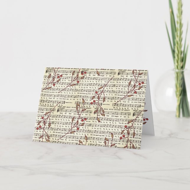 Carte de vœux de Noël avec partition de Deck the H (Devant)
