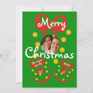 Carte de vœux de Noël avec photo de famille et bou