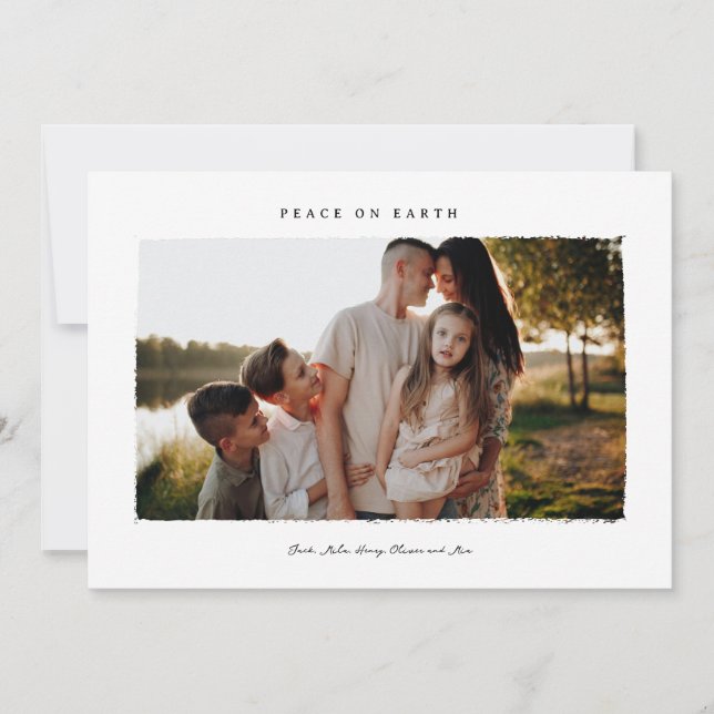 Carte de vœux de Noël avec photo de famille "Paix  (Devant)