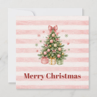 Carte de vœux de Noël avec sapin rayé rose
