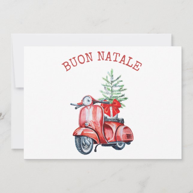 Carte de vœux de Noël avec scooter mignon Buon Nat (Devant)