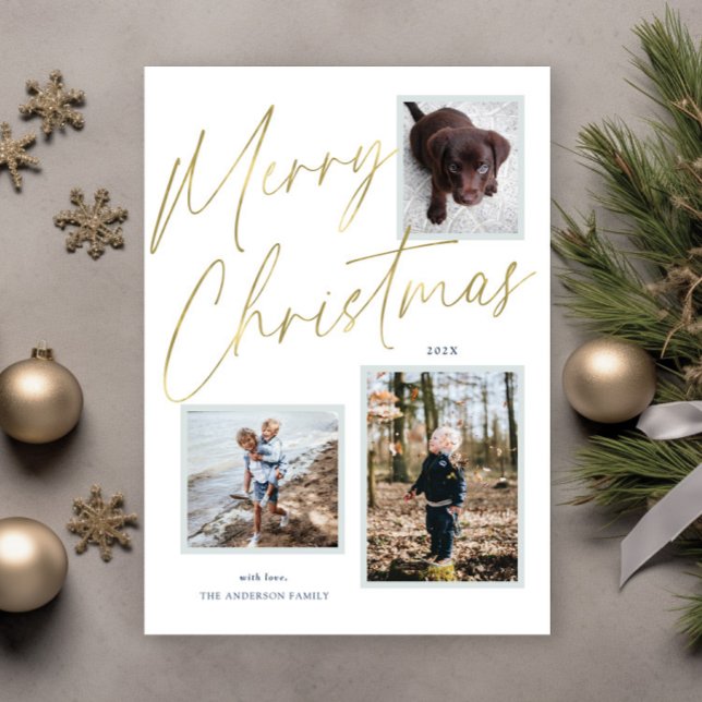 Carte de vœux de Noël avec script doré joyeux Noël (Créateur téléchargé)