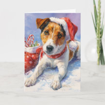 Carte de vœux de Noël avec un Jack Russell mignon