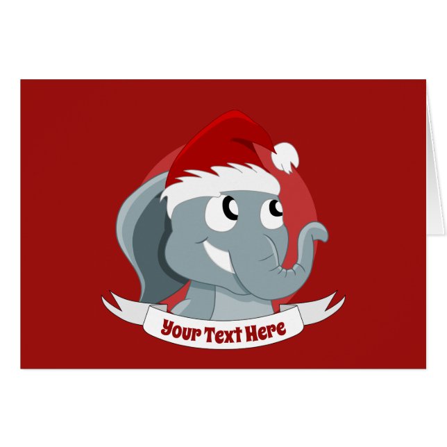 Carte de voeux de Noël avec un joli éléphant (Devant Horizontal)