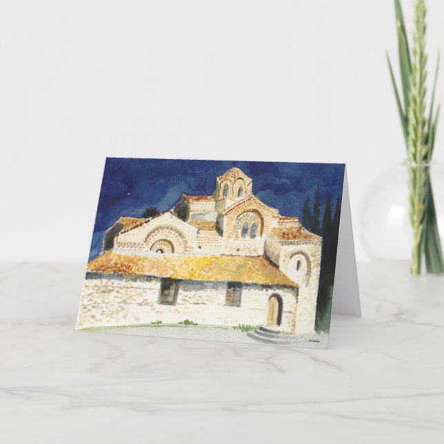 Carte de voeux de Noël avec une image d'église (Devant)