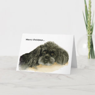 Carte de voeux de Noël Black Poodle