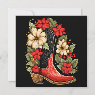carte de vœux de Noël bottes de cowboy Noël