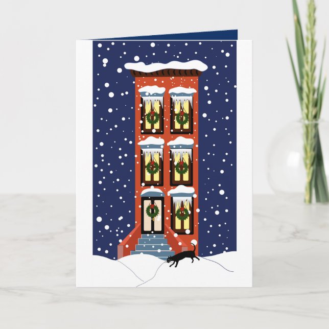 Carte de voeux de Noël Brownstone (Devant)
