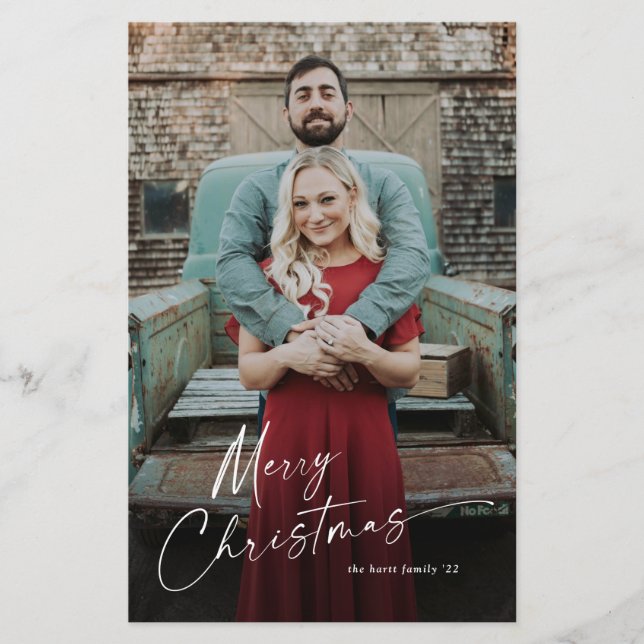 Carte de vœux de Noël Budget Script Photo (Devant)