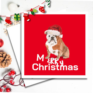 Carte de voeux de Noël Bull Dog Joyeux
