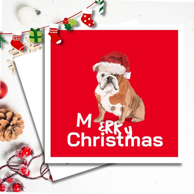 Carte de voeux de Noël Bull Dog Joyeux (Créateur téléchargé)