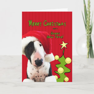 Carte de voeux de Noël Bull Terrier
