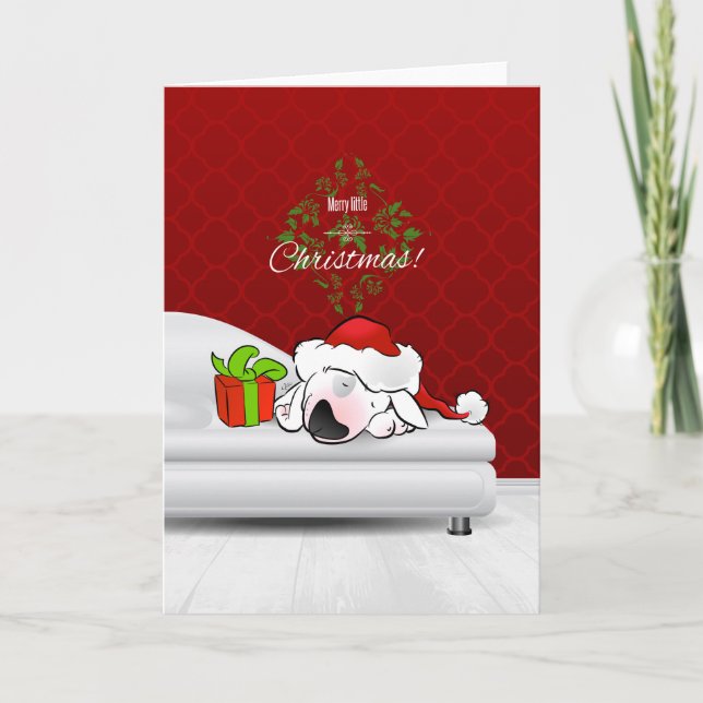 Carte de voeux de Noël Bull Terrier Cartoon (Devant)