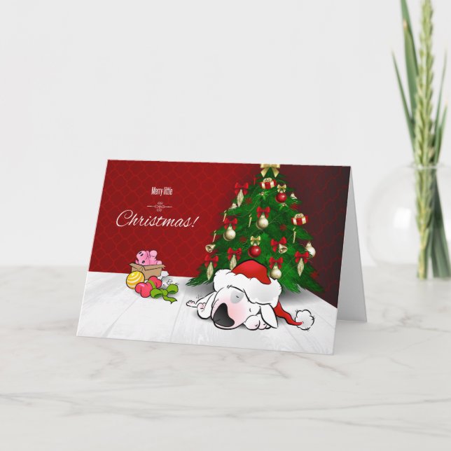 Carte de voeux de Noël Bull Terrier Cartoon (Devant)