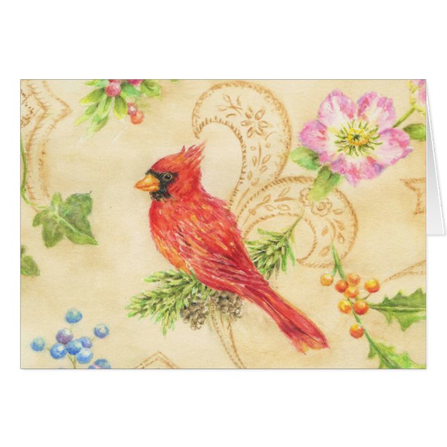 Carte de voeux de Noël cardinale brillante (Devant Horizontal)