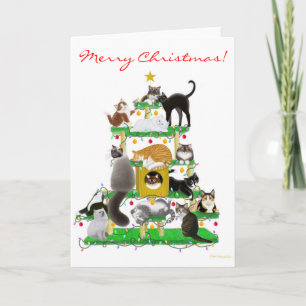 Carte de voeux de Noël Cat Tree