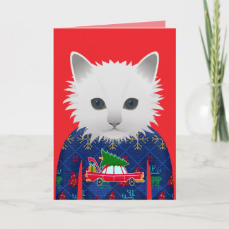 CARTE DE VOEUX DE NOËL CHAT DRÔLE MEOWY