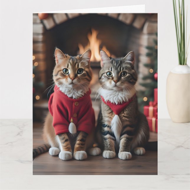 Carte de vœux de NOËL CHAT MIGNON (Devant)
