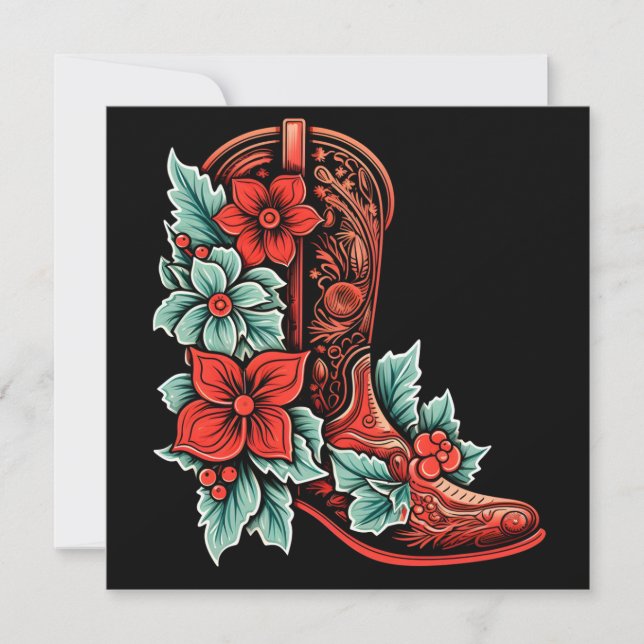 carte de vœux de Noël chaussure de cowboy Noël (Devant)