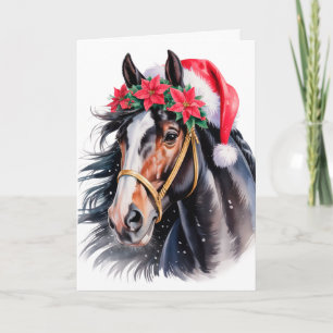 Carte de vœux de Noël Cheval