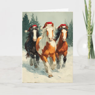 Carte de vœux de Noël chevaline 