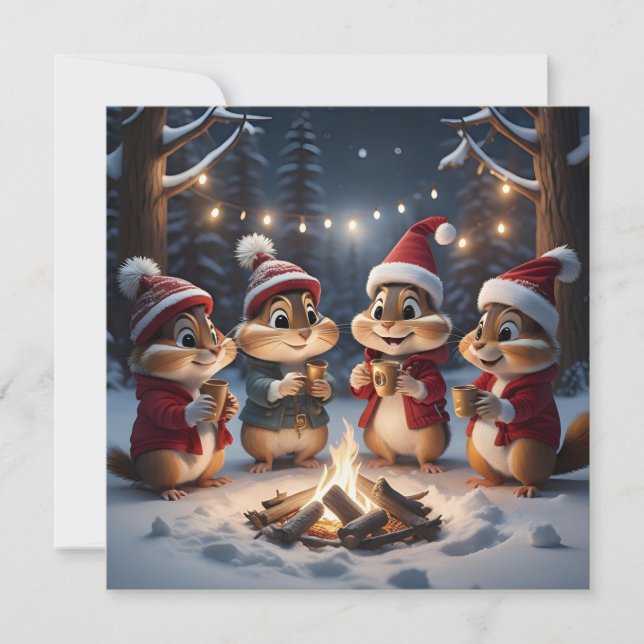 Carte de voeux de Noël Chipmunks (Devant)