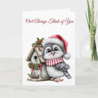 Carte de vœux de Noël Chouette pense toujours à to